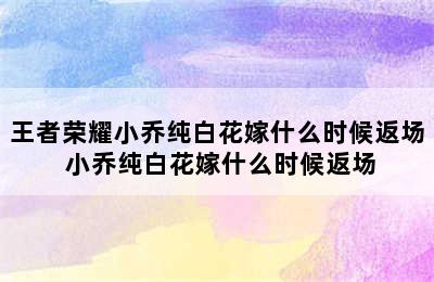 王者荣耀小乔纯白花嫁什么时候返场 小乔纯白花嫁什么时候返场